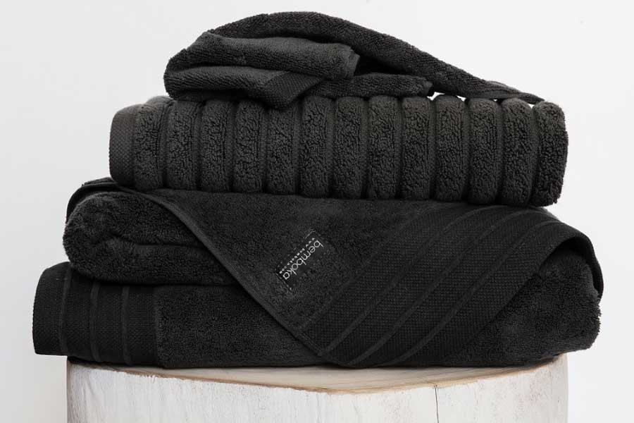 luxe towels in charcoal