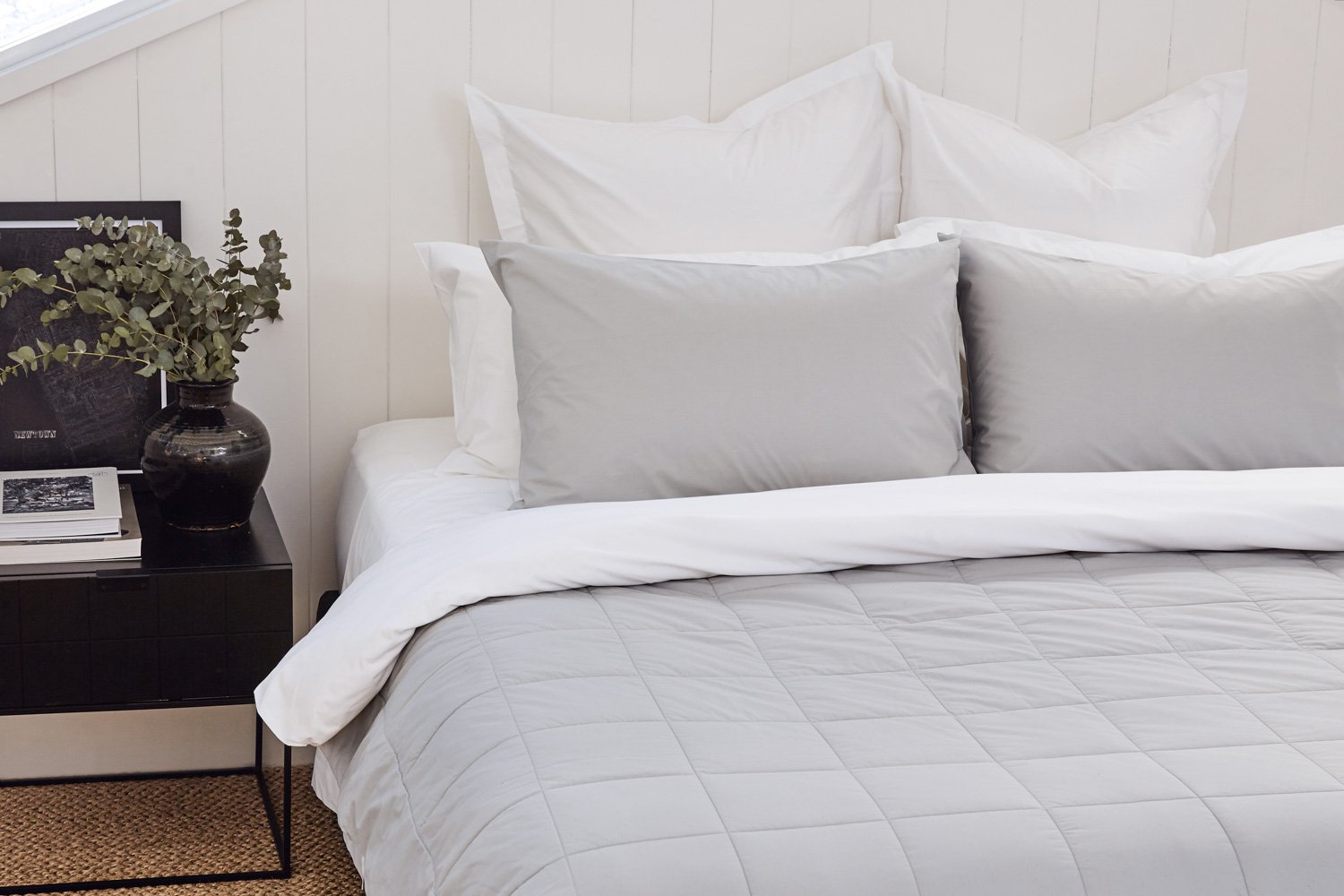 cotton percale sheets and quilt