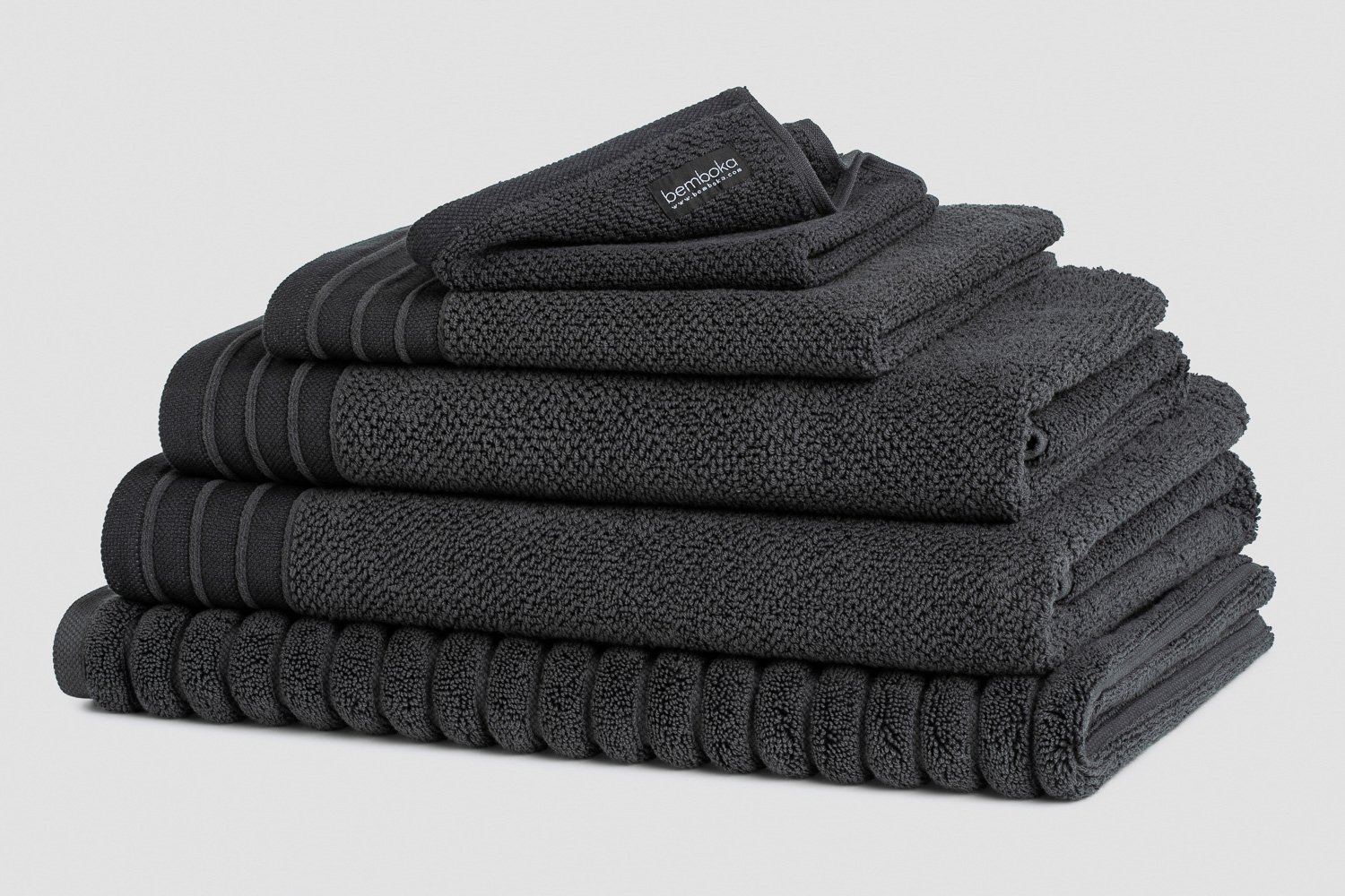 jacquard bath towels in charcoal colour