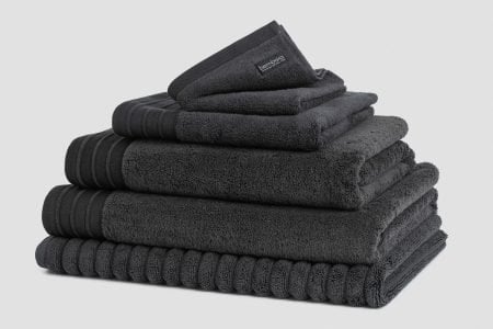 luxe bath towels in charcoal colour