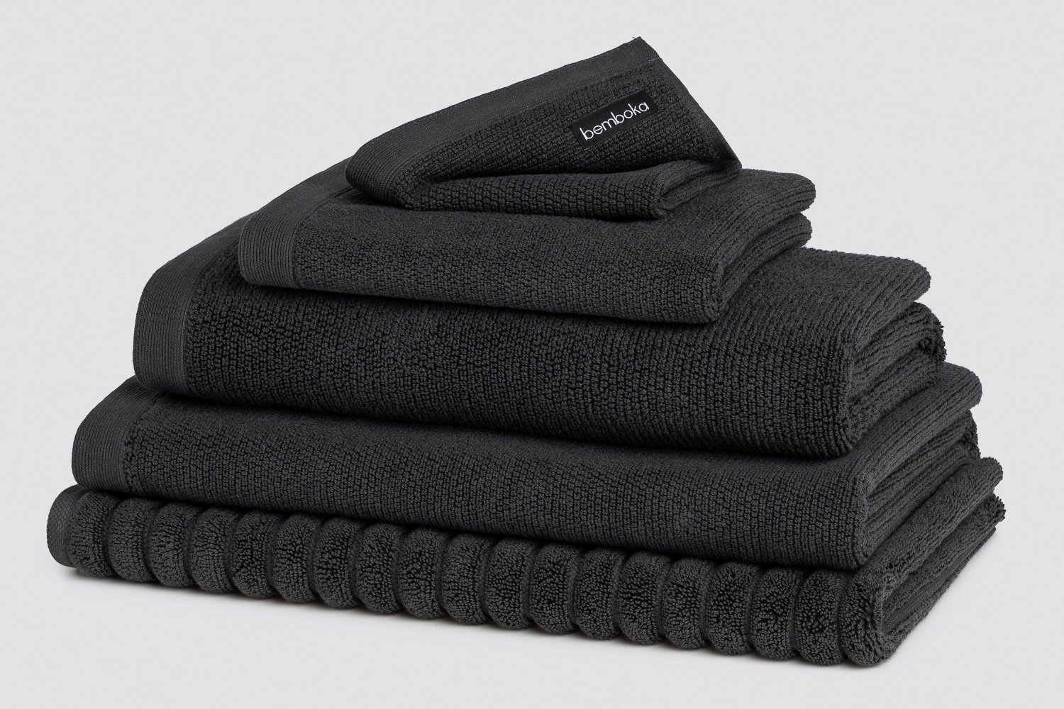 rib bath towels in charcoal colour