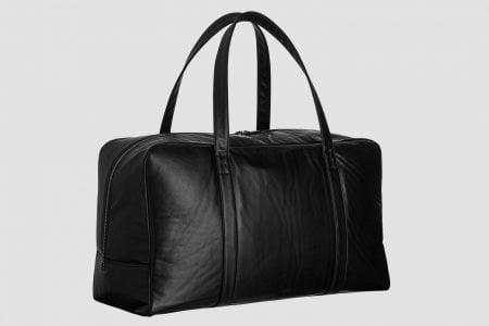 travel bag in black italian leather - back