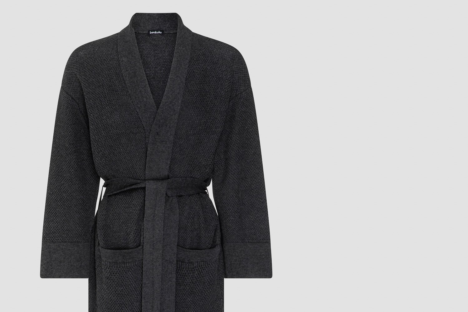 knitted bathrobe in charcoal colour
