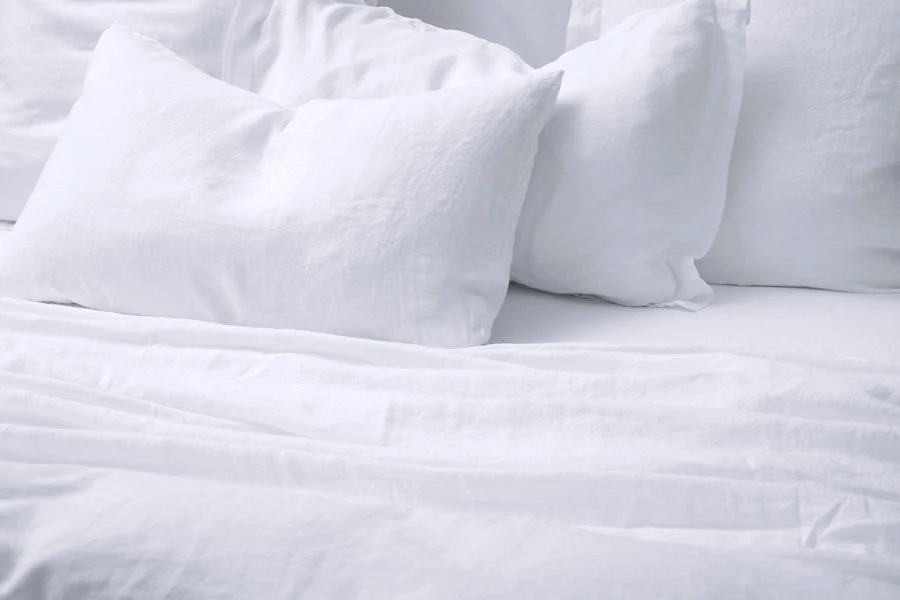 Belgian linen sheets and pillows in White