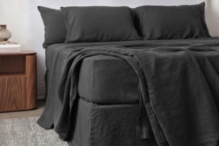 linen fitted sheet in charcoal colour