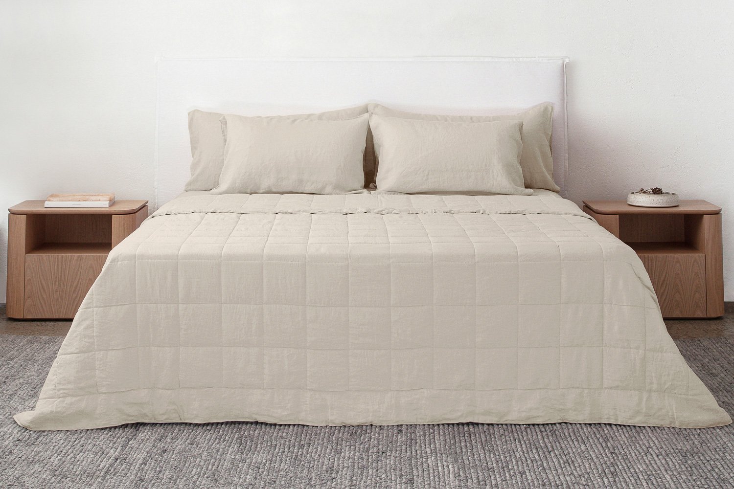 linen quilt in stone colour