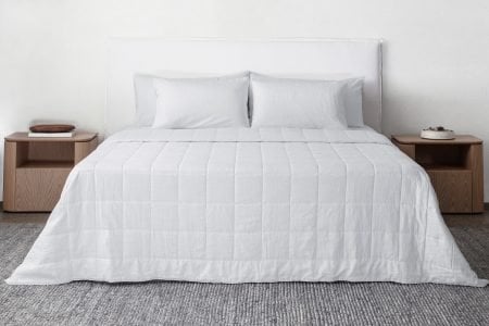 linen quilt in white colour