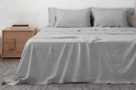 linen flat sheet in ash colour