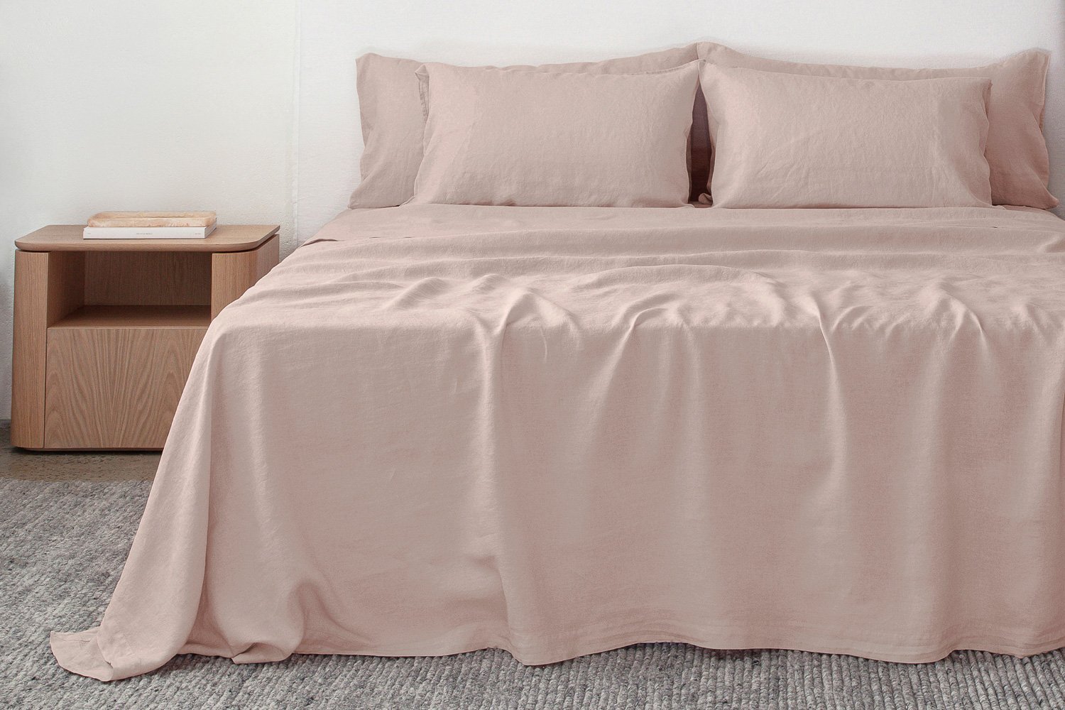 linen flat sheet in blush colour