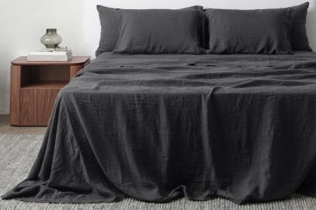 linen flat sheet in charcoal colour