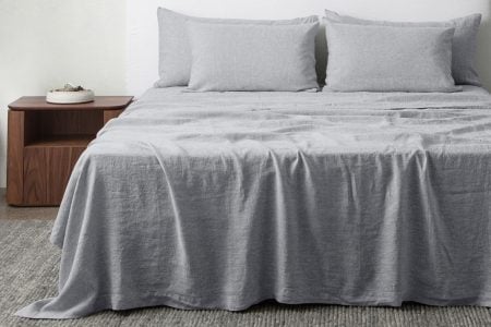 linen flat sheet in marl dove colour