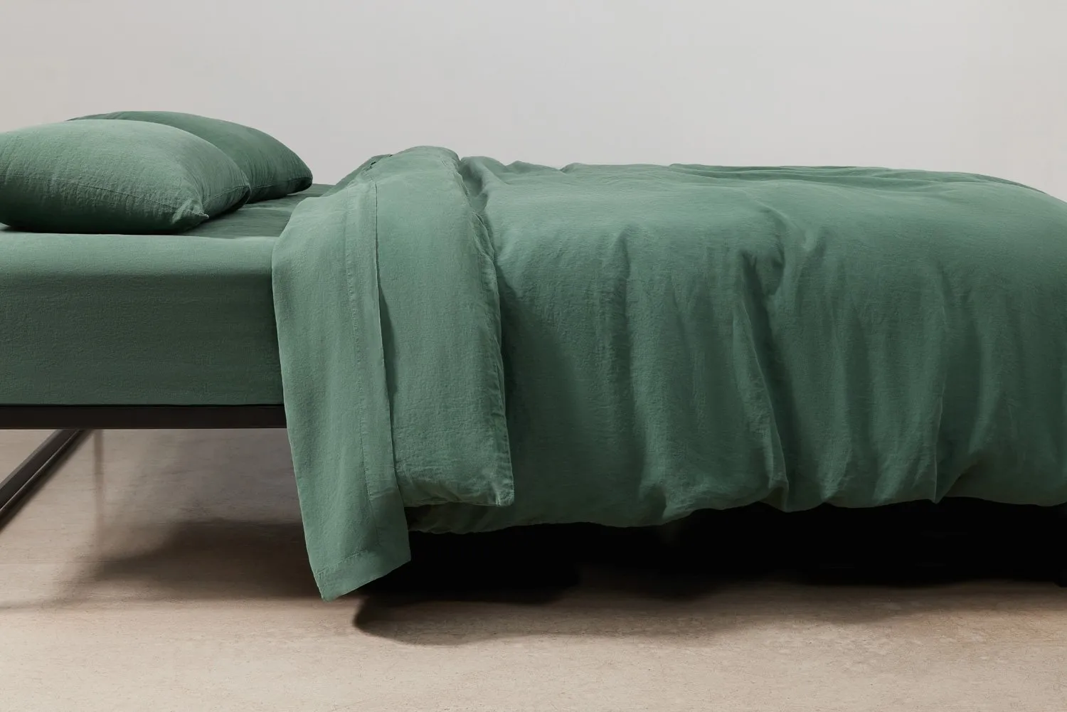 linen duvet cover in forest colour