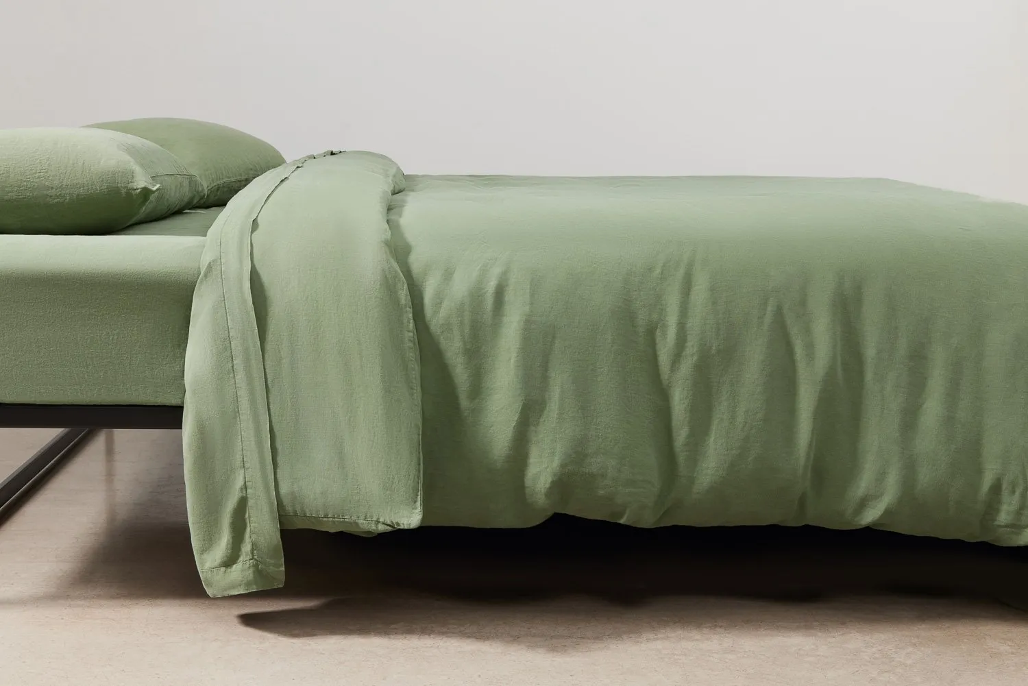 linen duvet cover in olive colour