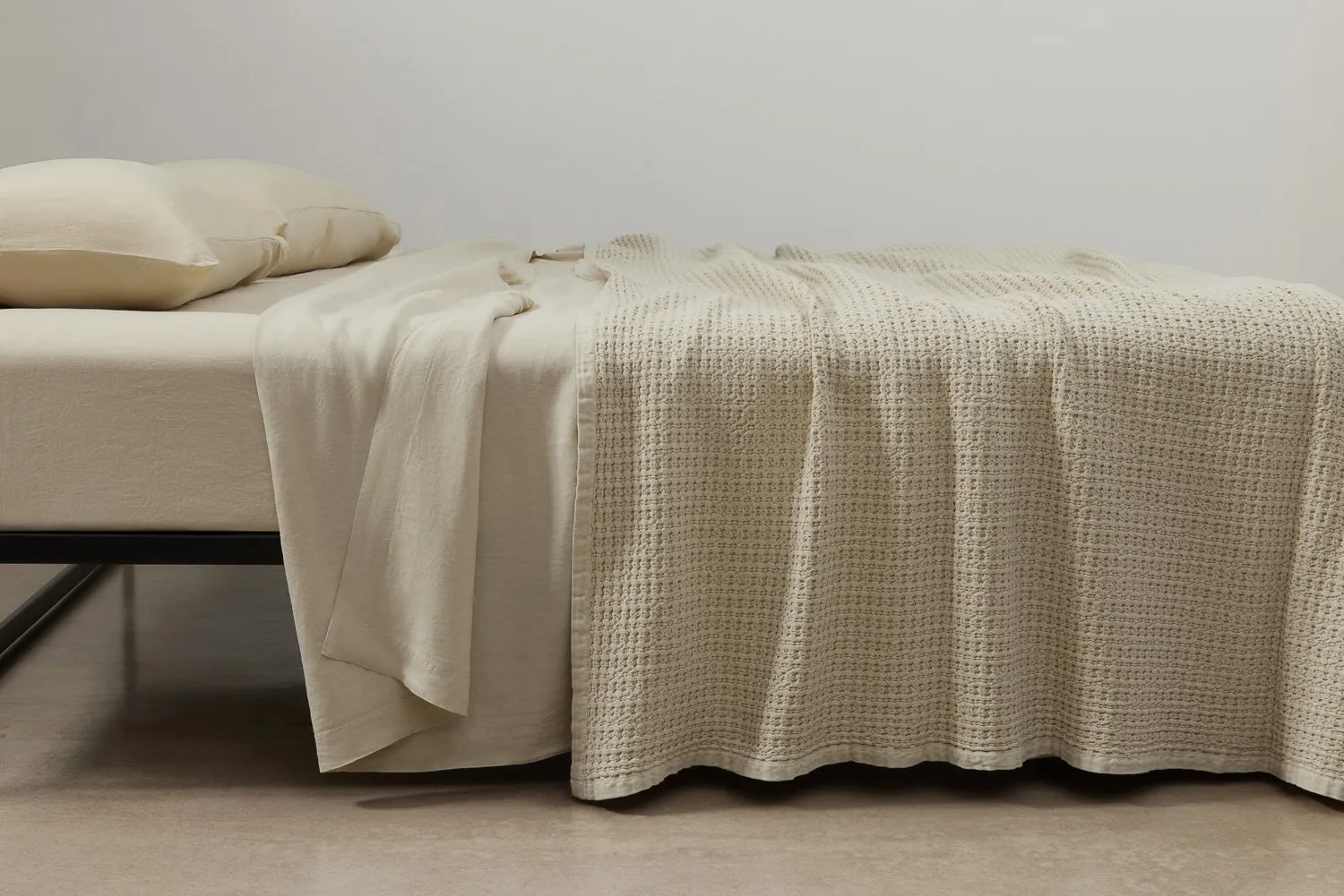 waffle blanket in wheat colour