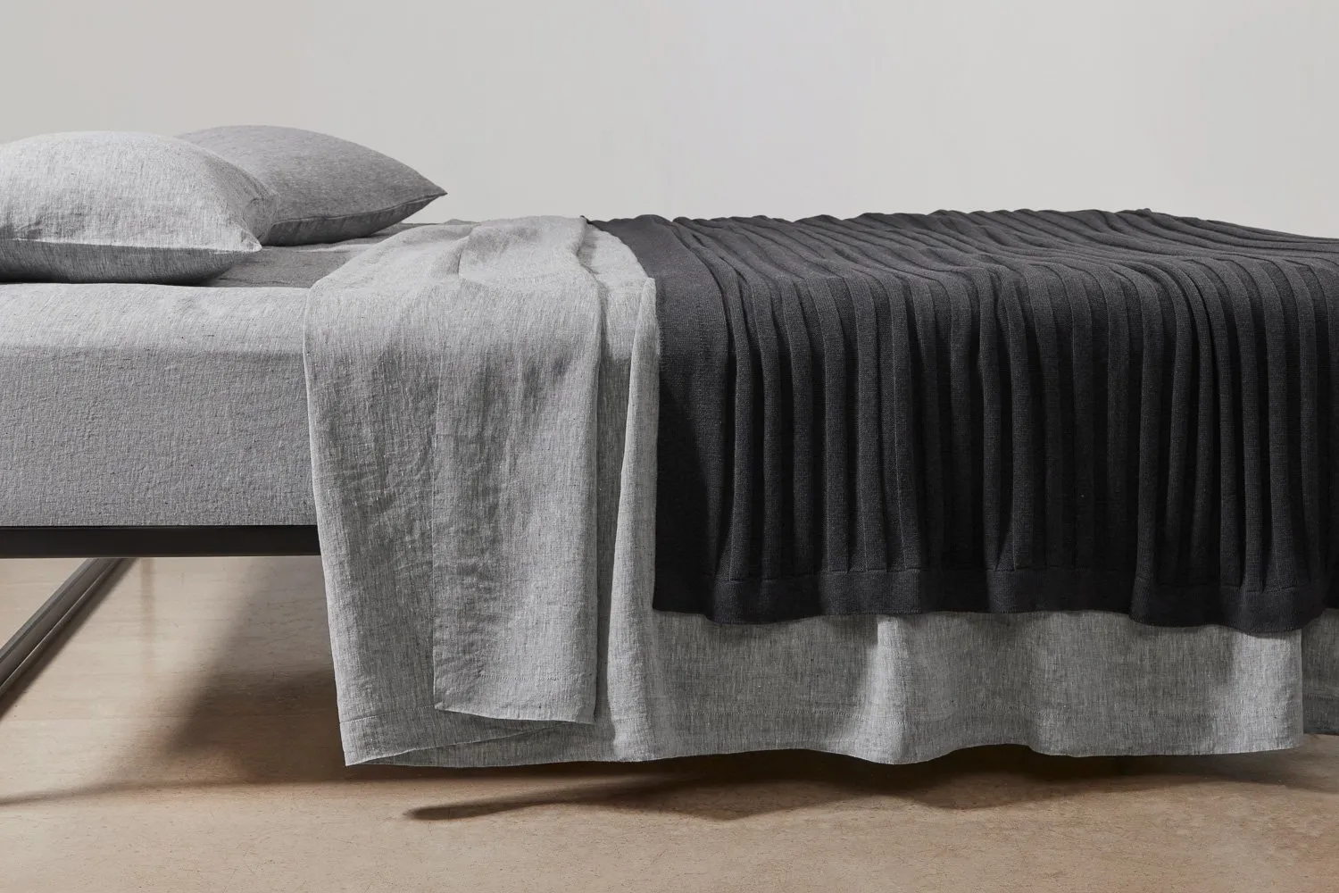 flat rib throw in charcoal colour