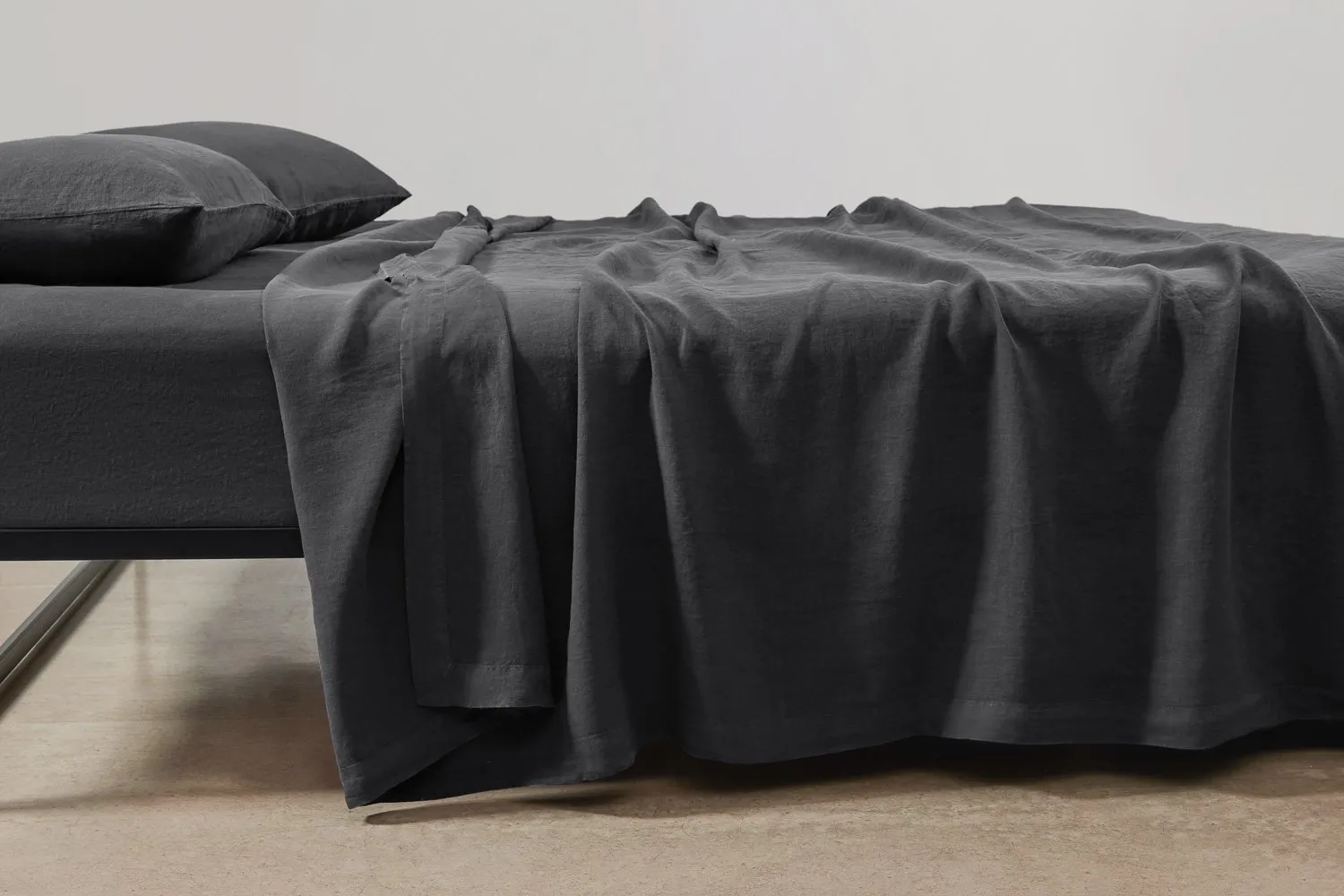 linen flat sheet in charcoal colour