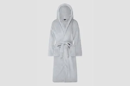 hooded brogo bathrobe in dove colour