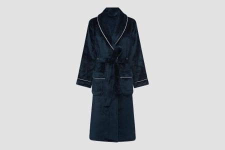 brogo piped bathrobe in ink colour