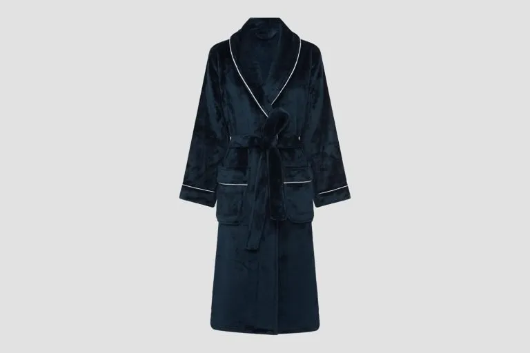 brogo piped bathrobe in ink colour