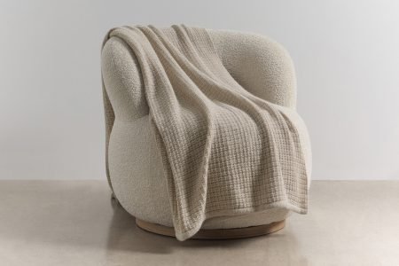 chunky box throw in wheat colour