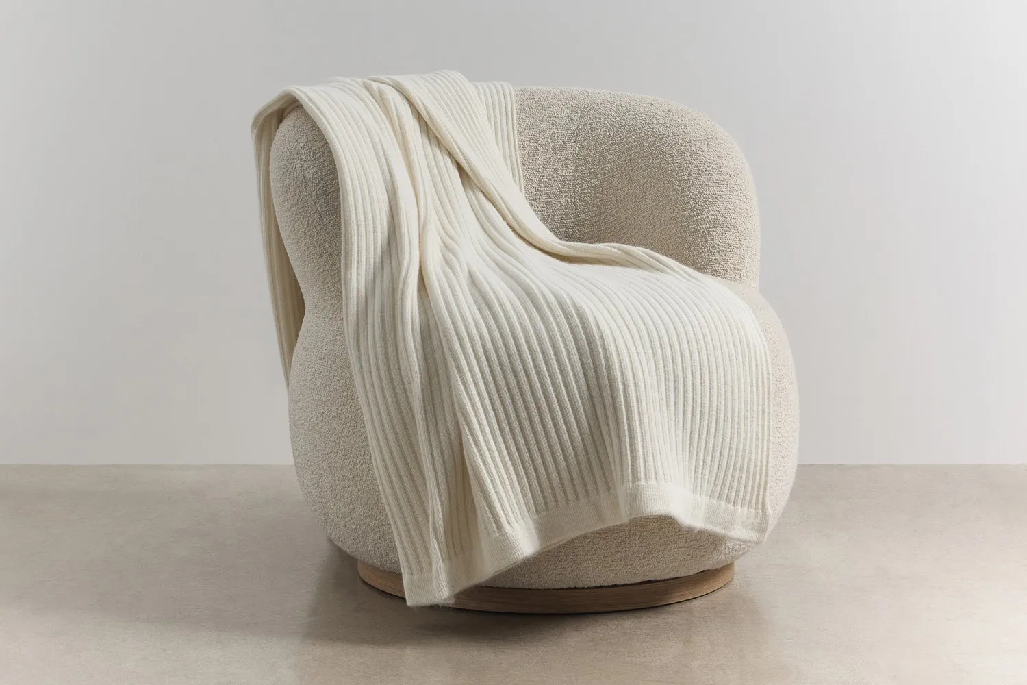wide rib throw in natural colour