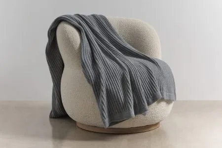 wide rib throw in pale grey colour