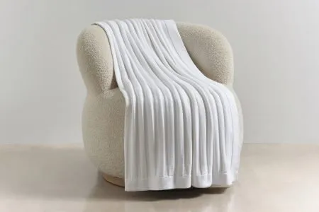 flat rib throw in white colour