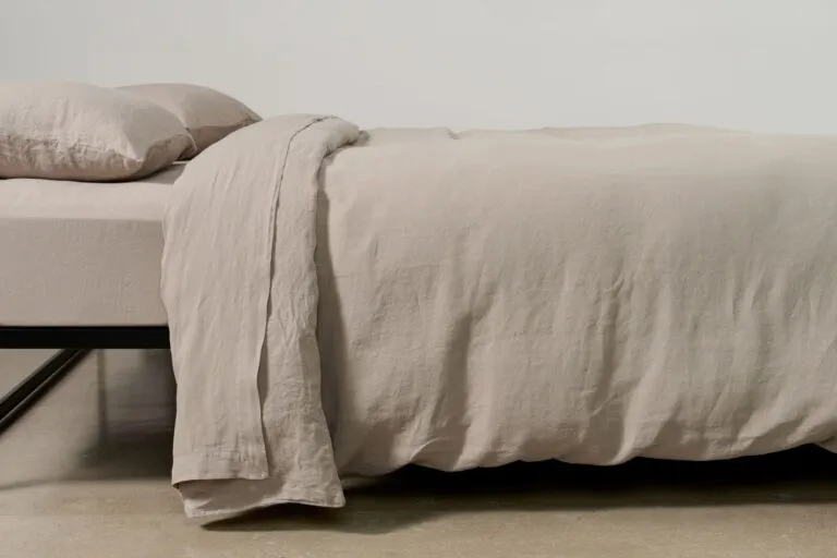 linen duvet cover in wheat colour