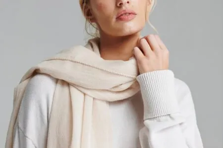 fine italian cashmere scarf in sand