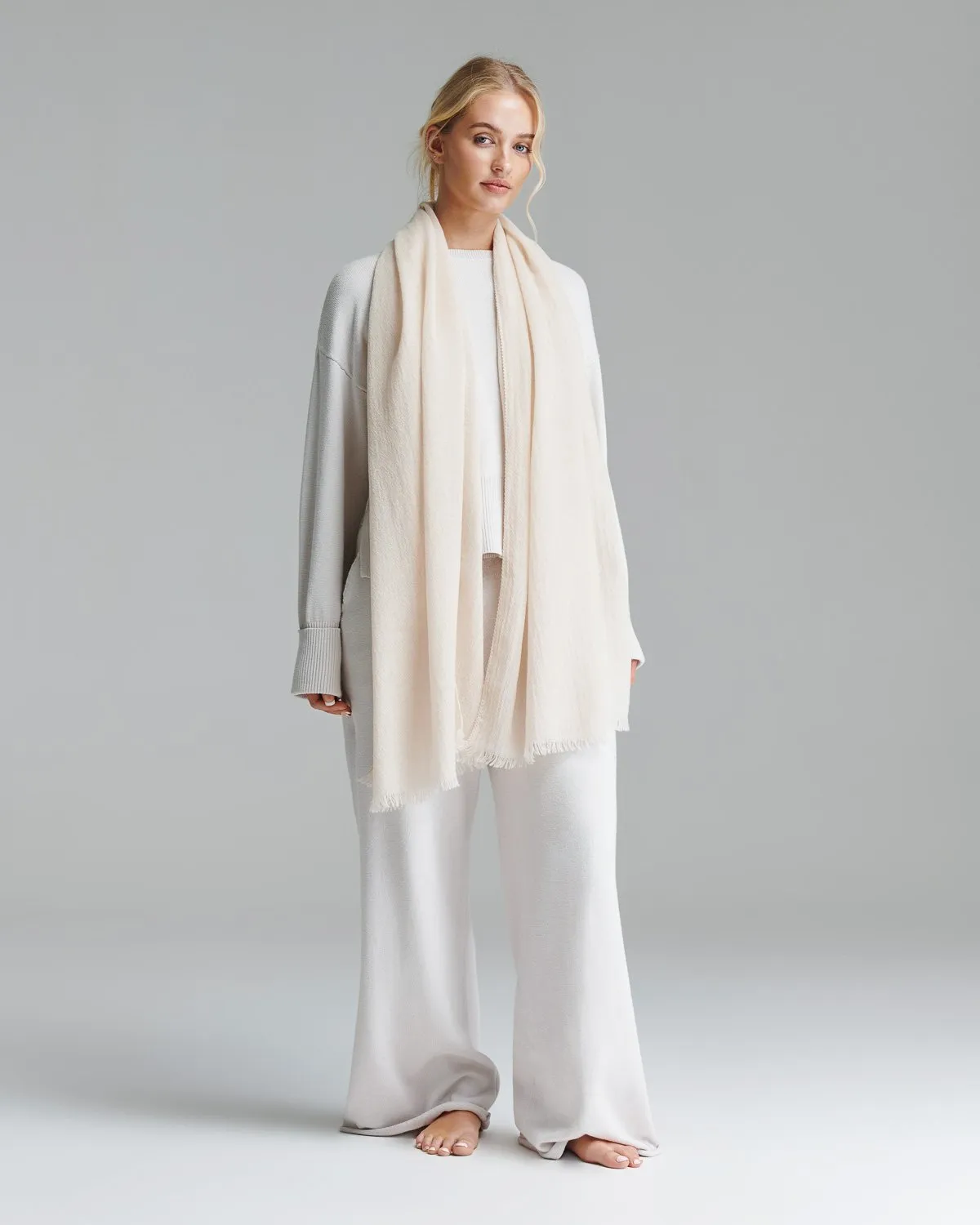 fine italian cashmere scarf in sand