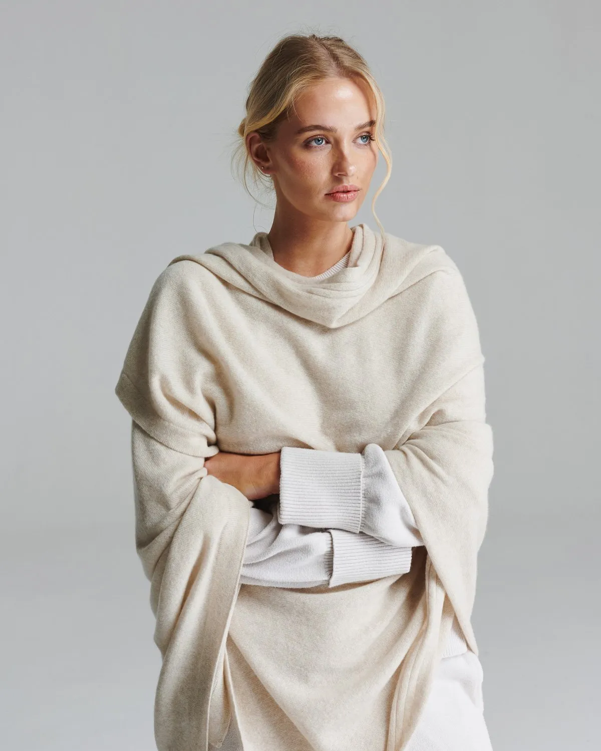 italian cashmere shawl in sand