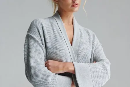 knitted bathrobe in dove