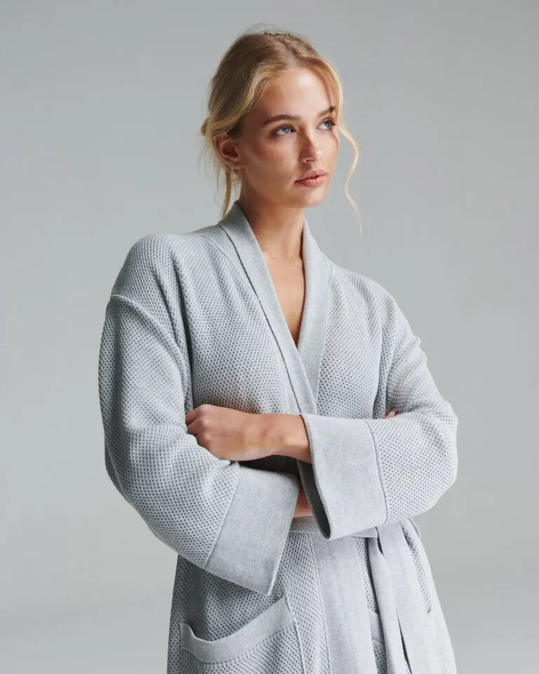 knitted bathrobe in dove