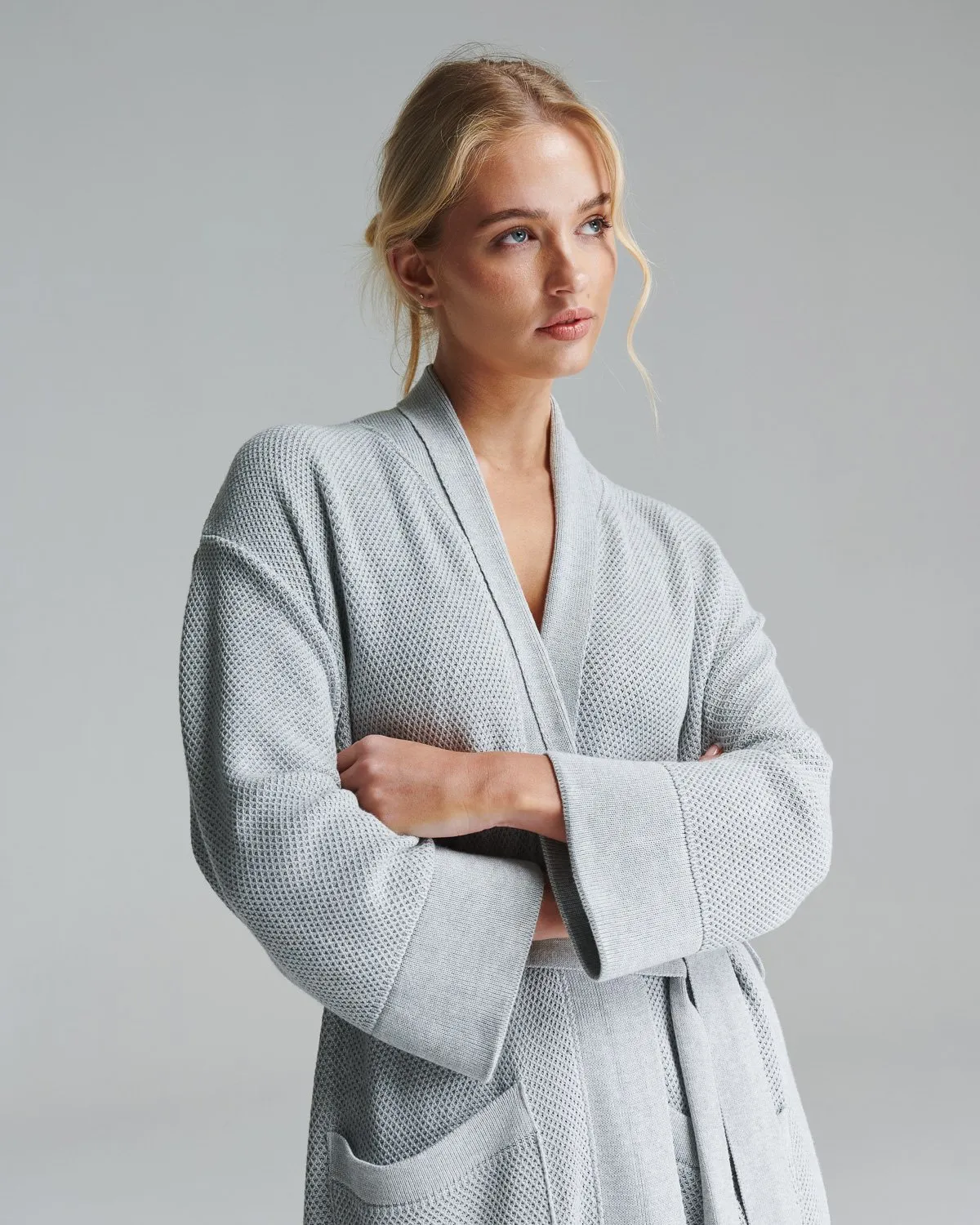 knitted bathrobe in dove