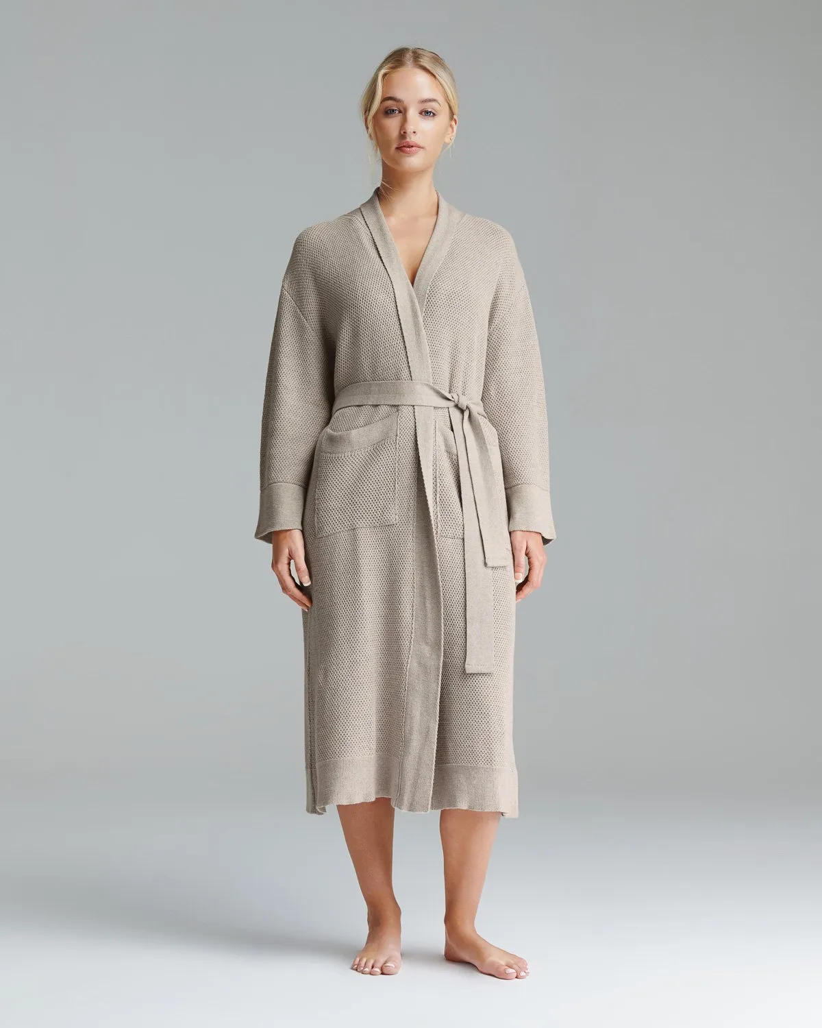 knitted bathrobe in wheat